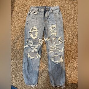 American Eagle Outfitters Light Blue Distressed Straight Leg Jeans